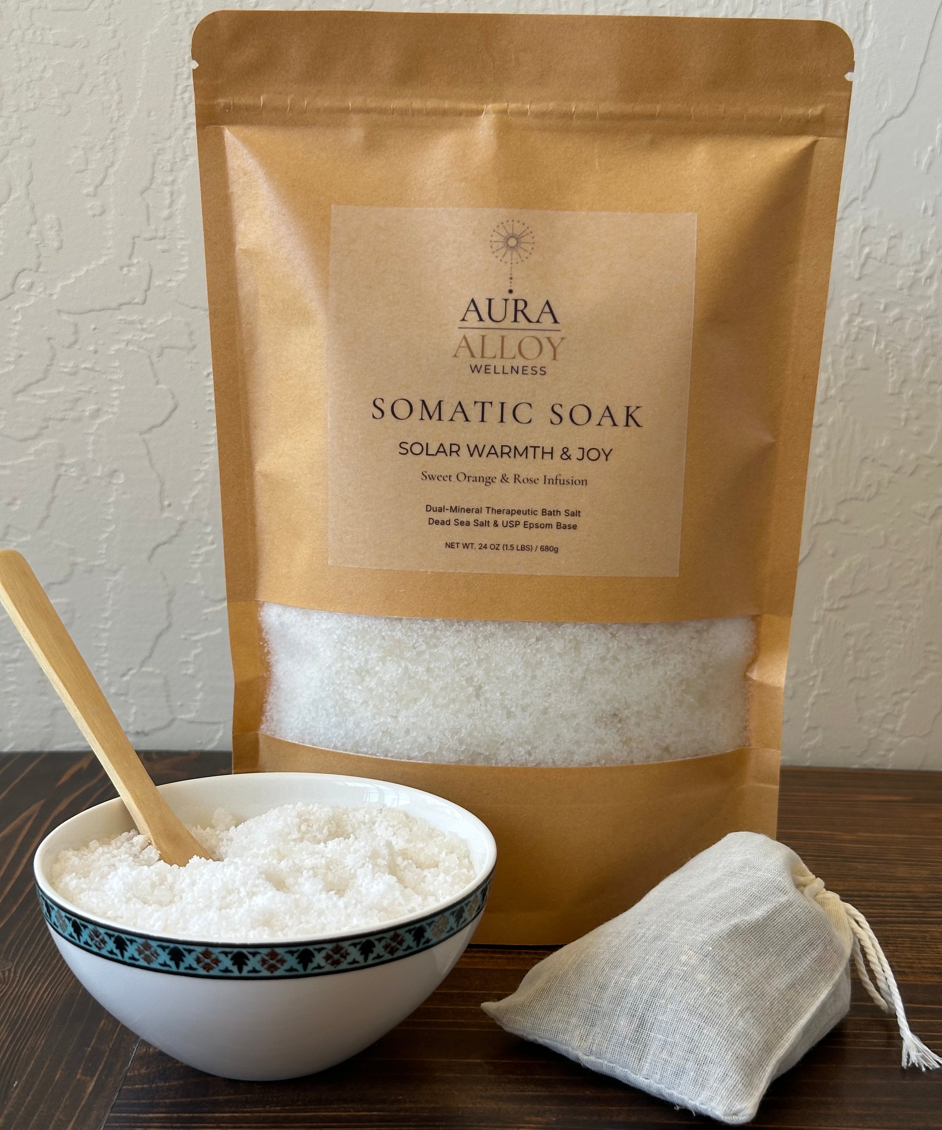 Somatic Soak — Solar Warmth & Joy | Sweet Orange & Rose Dual-Mineral Bath Salt (24 oz)